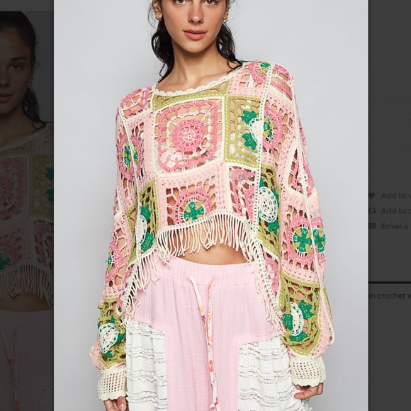 POL “ Maureen “ POL Crochet Top in Various Weave Knit Patterns with Fringe SR37 - Picture 2 of 7